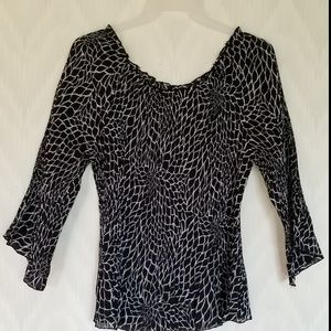 NICOLINI Women's Crinkle Black & White Blouse